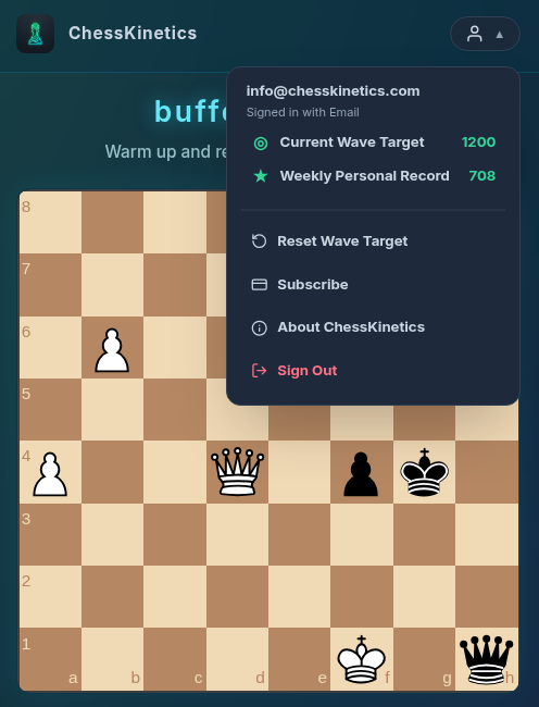 The user menu showing the Current Wave Target and Weekly Personal Record